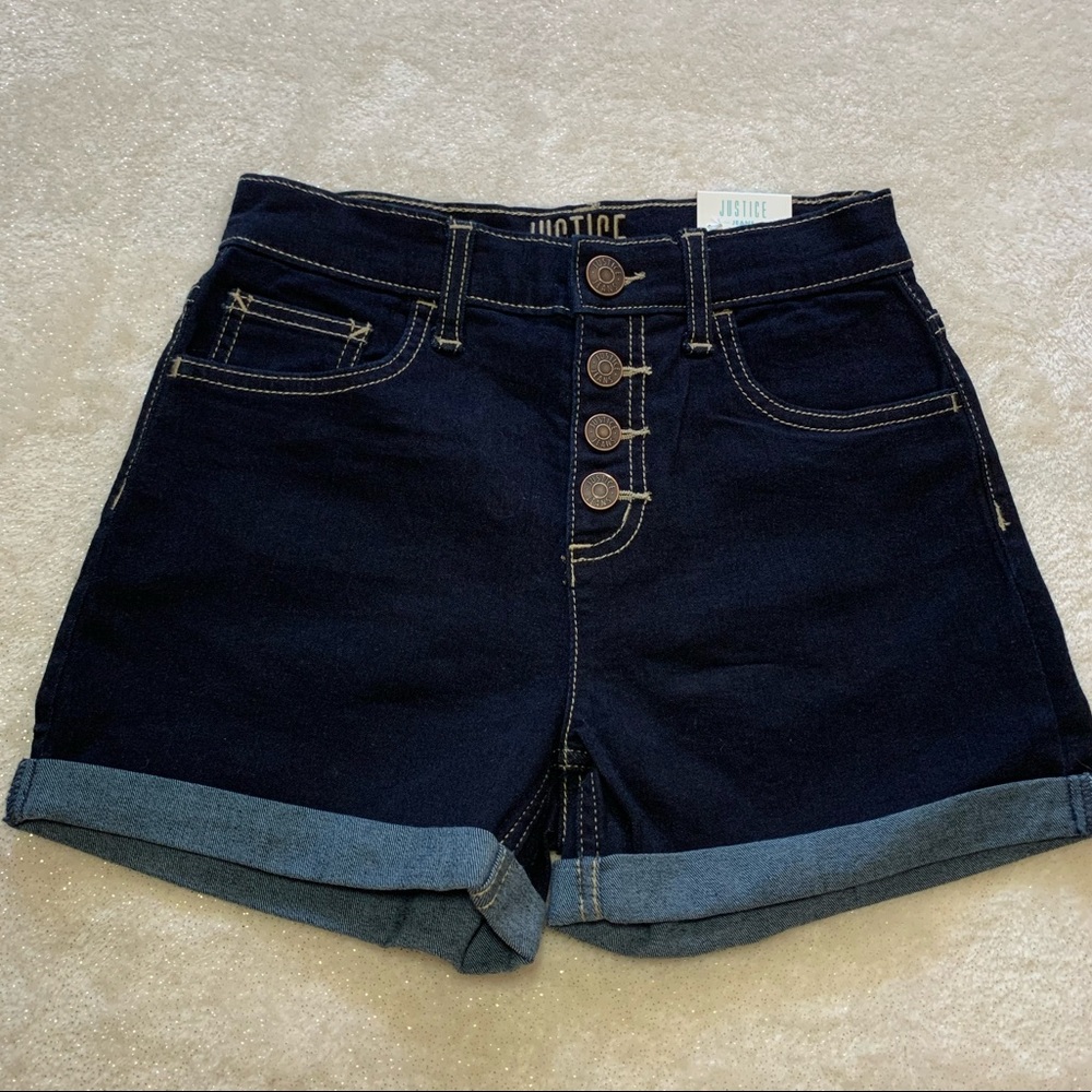 Girls Justice 14 High Waist Soft & Stretchy Jean Shorts